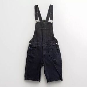 NWOT- FOREVER 21 Men Black Denim Distressed Shorts  Overalls